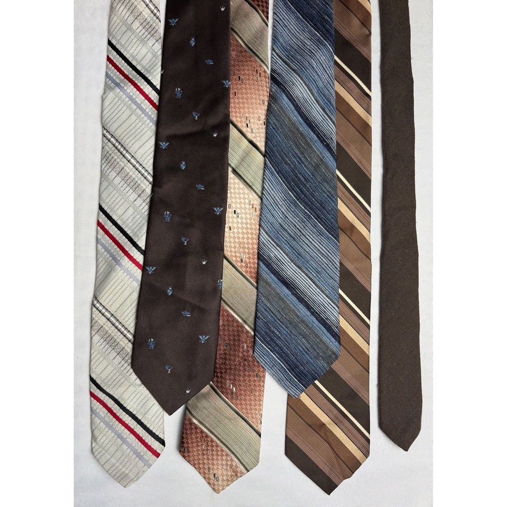 VTG Tie Lot of 6 Men's Polyester/other Linen 60-70s Par Excellence Burlington